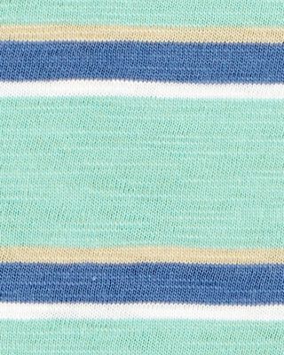 Product image 2 of Toddler Striped Cotton Blend Short-Sleeve Henley - Green