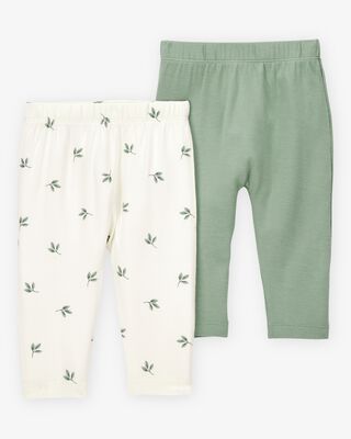 Product image 1 of Baby 2-Pack PurelySoft Pull-On Pants - Green/White