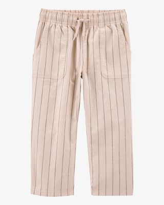 Product image 1 of Toddler Striped Pull-On Cotton Pants - Tan