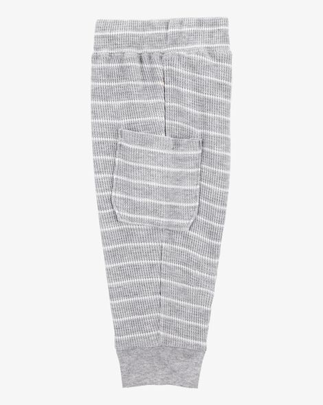  Product image 2 of Baby 2-Piece Striped Waffle Knit Bodysuit Pant Set - Heather
