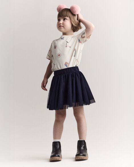Toddler Short-Sleeve Relaxed Graphic Tee in Park Day Print - Cream