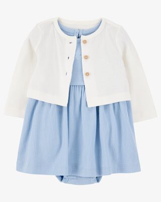 Product image 1 of Baby 2-Piece Bodysuit Dress & Cardigan Set - Blue