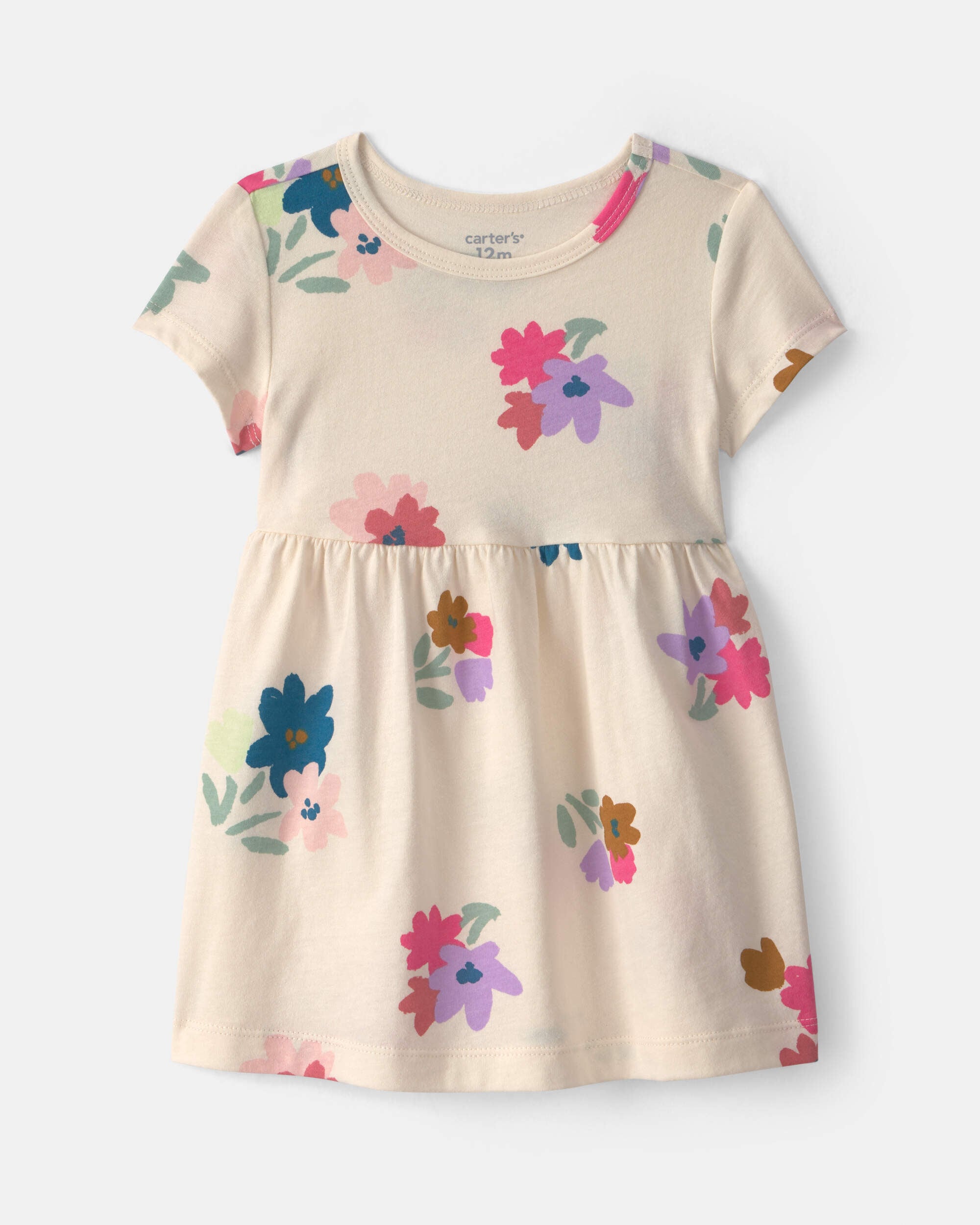 Carters baby girl floral short-sleeve dress 12M Cream $24