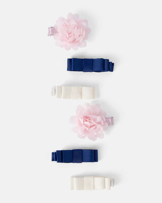 Product image 1 of Baby 6-Pack Bow Hair Clips - Blue/White/Pink