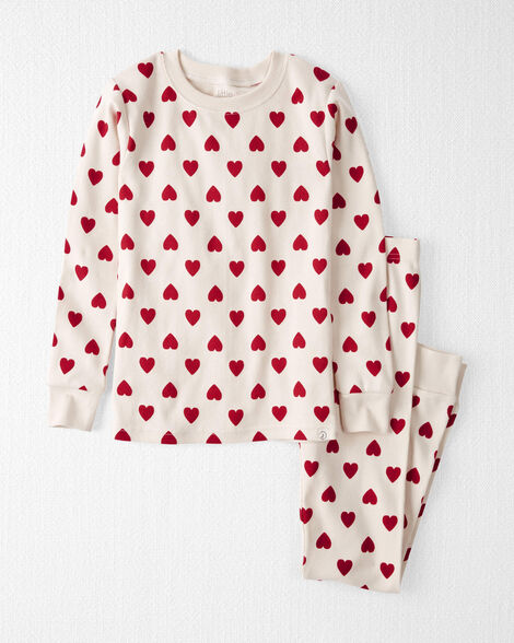 Kids 2-Piece Organic Cotton Pajamas in Hearts