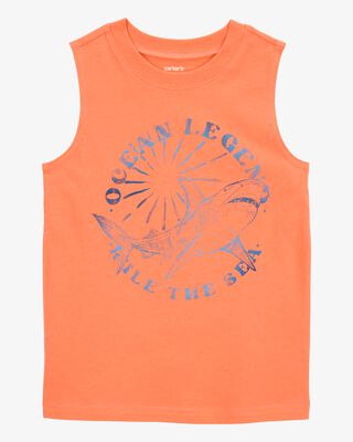 Product image 1 of Kid Shark Surf Slogan Tank - Orange