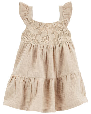 Baby Lace Tiered Flutter Dress