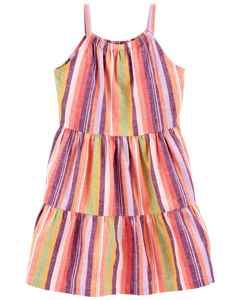 Kid Multi Striped Linen Dress