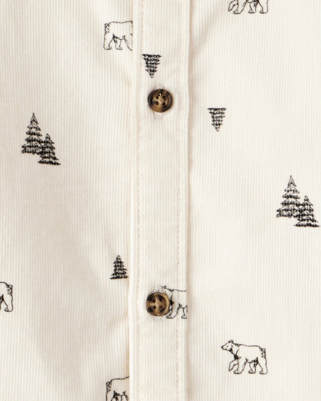 Product image 2 of Toddler Boy Winter Print Corduroy Long-Sleeve Button-Down Shirt - Ivory