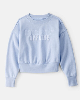 Product image 1 of Kid Oversized "Currently Offline" Graphic Sweatshirt - Blue