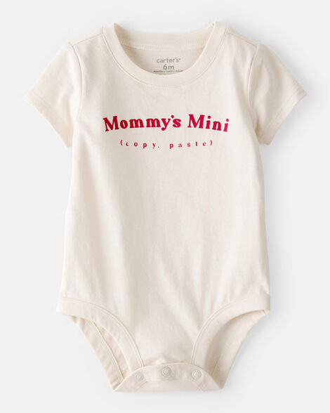 baby 'mommy's mini' short-sleeve graphic bodysuit - cream