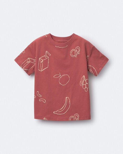 Toddler Relaxed Tee in Snack Print - Red