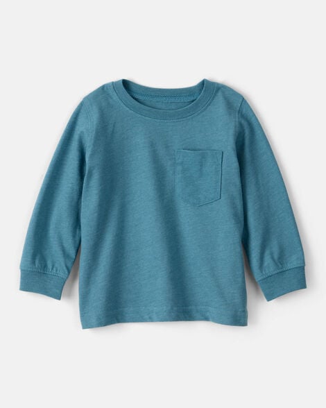 baby boy long-sleeve pocket tee - teal