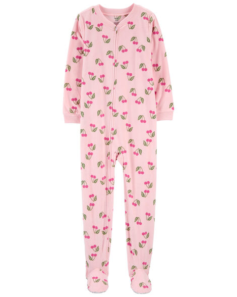 1-Piece Cherry Fleece Footie Pajamas