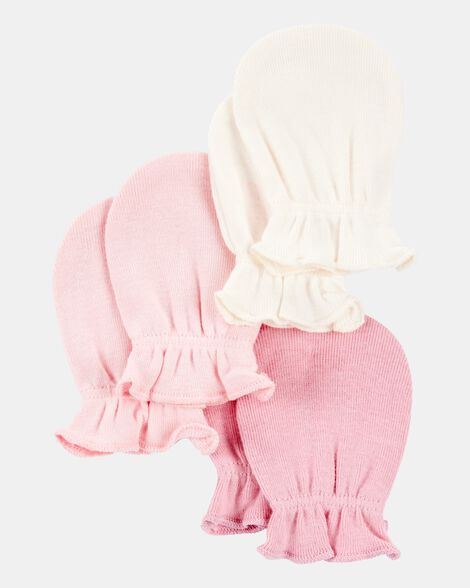 baby 3-pack mitts - pink