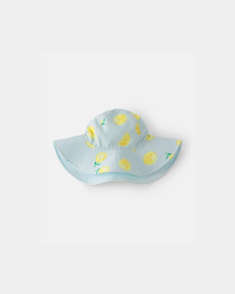 toddler girl reversible lemon swim hat - blue
