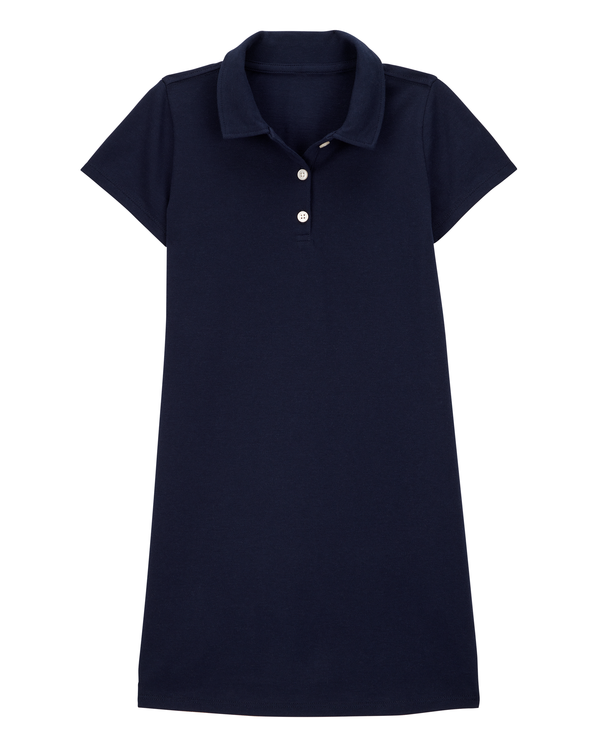 Kid Pique Short-Sleeve Uniform Dress - Navy