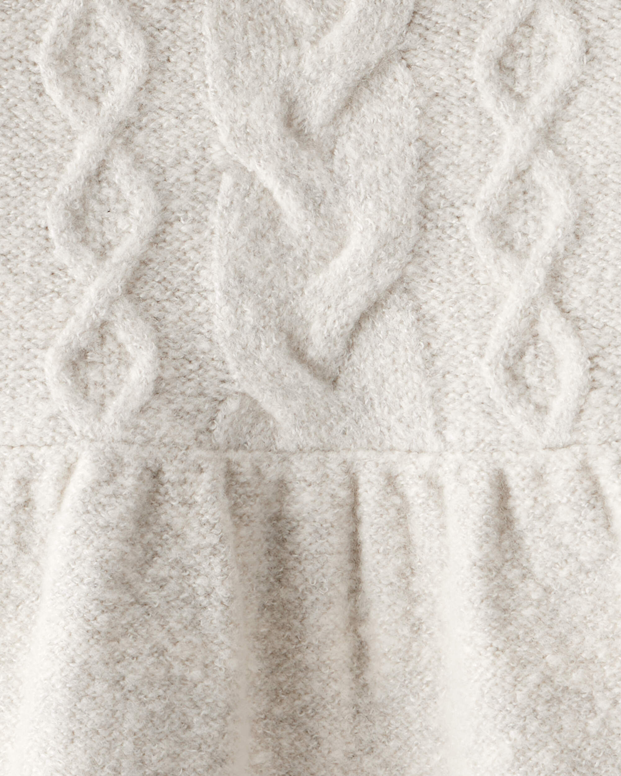 Baby Girl Long-Sleeve Hooded Sweater Dress - Cream