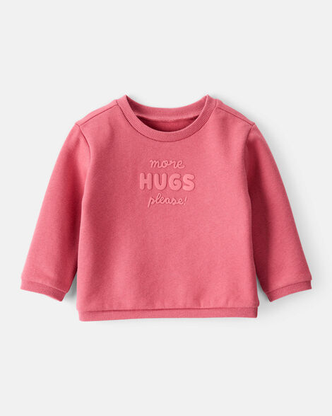 Product image 1 of Baby Girl More Hugs Please Long-Sleeve Pullover Sweatshirt - Pink