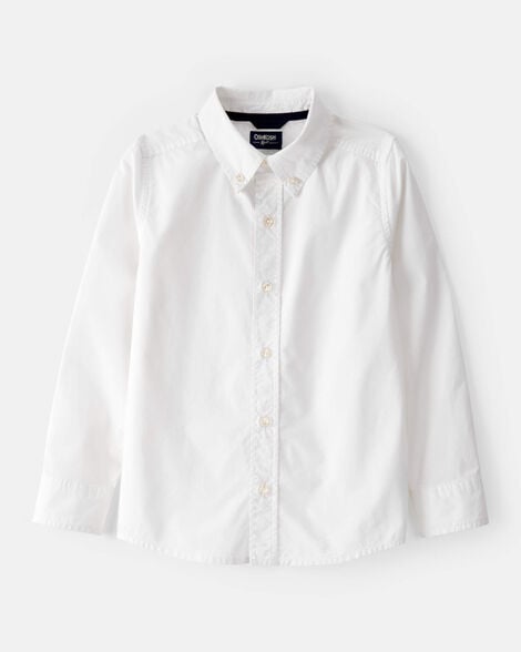 Boys Long Sleeve Button-Front Uniform Shirt - White