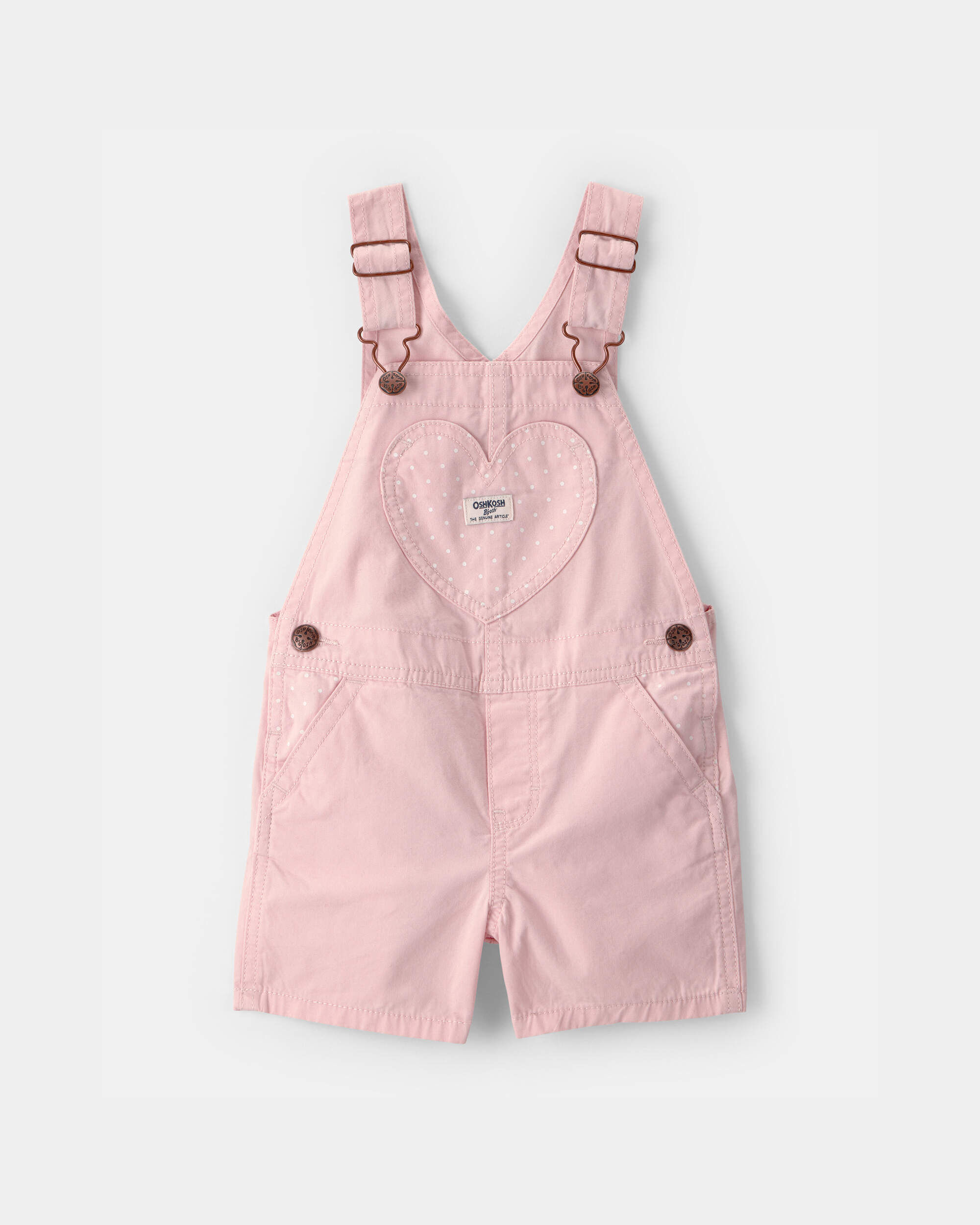 OshKosh Bgosh Toddler Girl Heart Pocket Canvas Shortall 2T Pink 30$