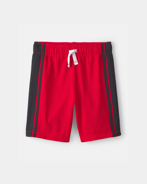 Boys Striped Mesh Active Shorts - Red