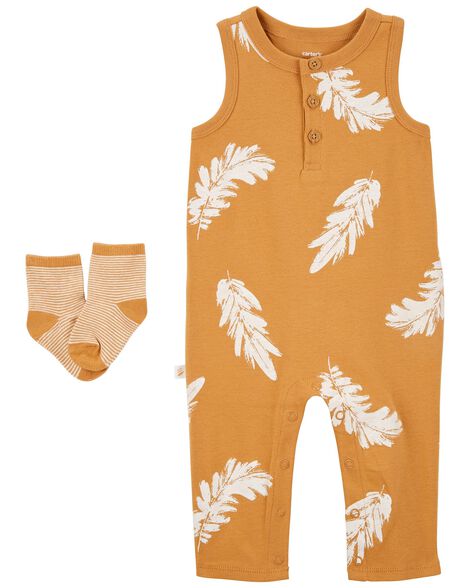  Product image 1 of Baby 2-Piece Feather Jumpsuit & Socks Set