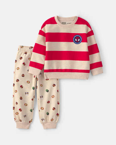 toddler boy 2-piece ©marvel spidey long-sleeve top & pant set - red/cream