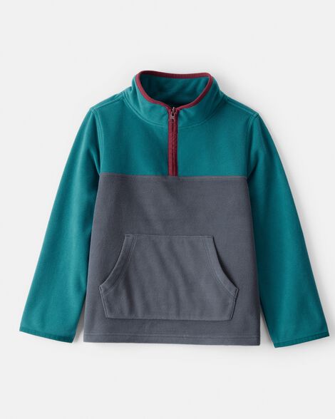 Boys Color Block Microfleece Quarter-Zip Pullover