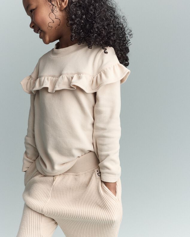 Product image 1 of Toddler Girl Mock Neck Ruffle Top - Khaki