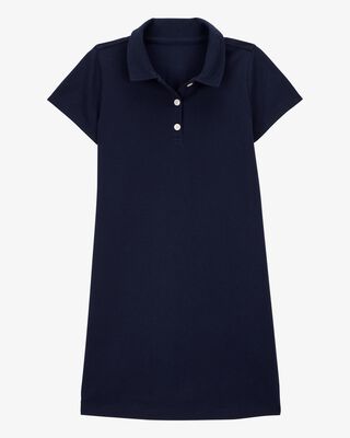 Product image 1 of Kid Pique Short-Sleeve Uniform Dress - Navy