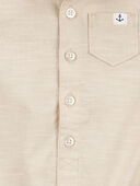 Tan - Baby Button-Front Romper- Tan, Selected