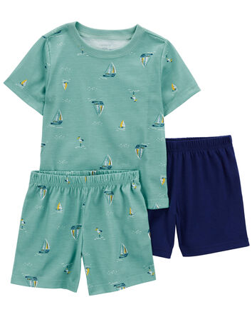 Toddler 3-Piece Sailboat Loose Fit Pajama Set