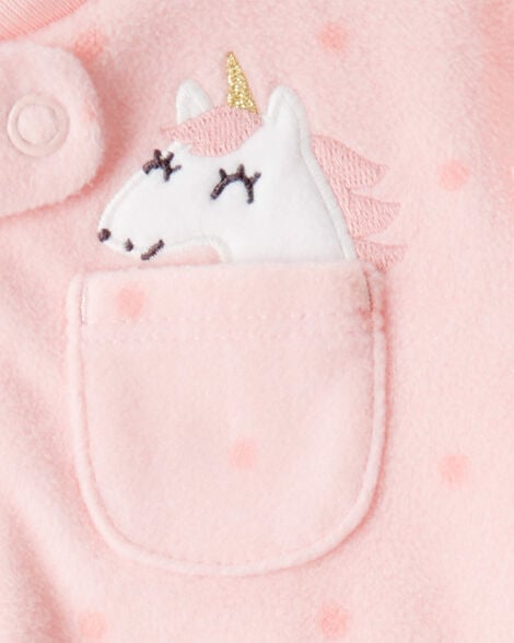 Baby Girl Bow Print Loose Fit Long-Sleeve Sleep & Play - Pink