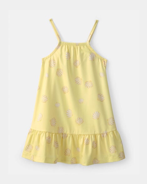 toddler girl shell swim dress coverup - yellow