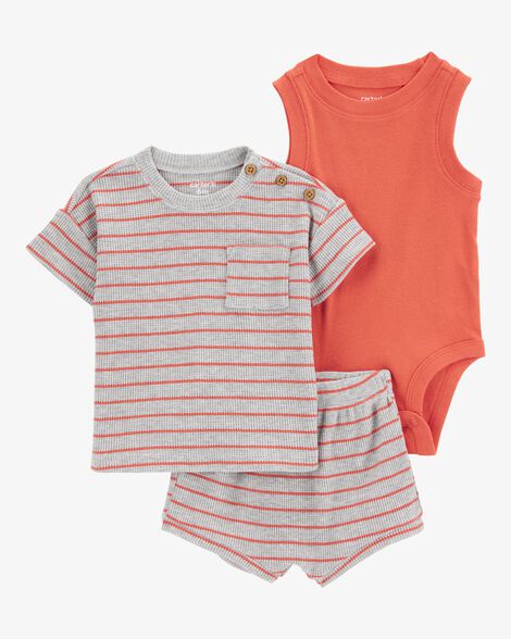 Product image 1 of Baby Boy 3-Piece Outfit Set - Heather/Orange