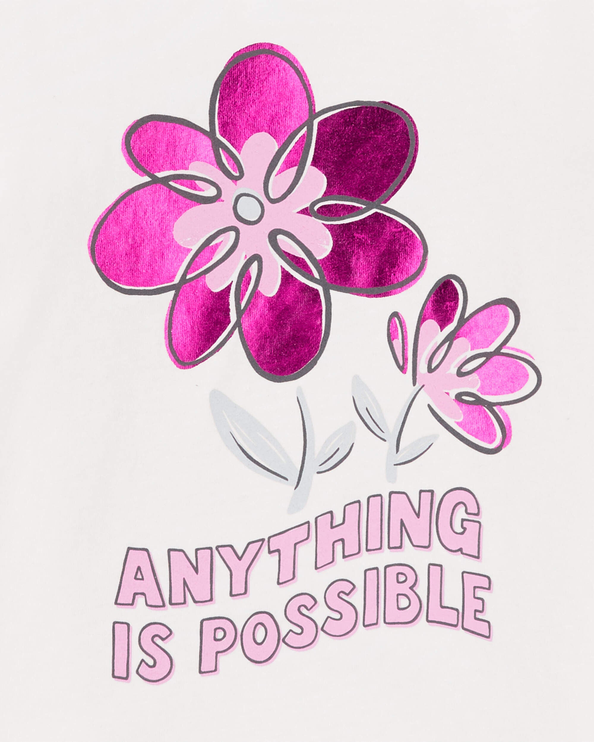 Kid Anything Is Possible Floral Foil Long-Sleeve Tee