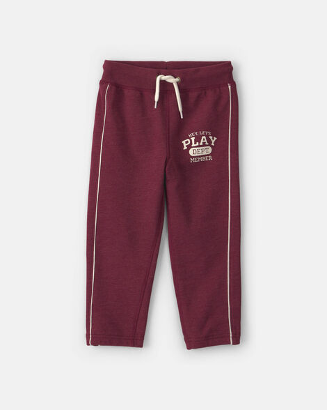 toddler boy 'let's play' french terry joggers - burgundy