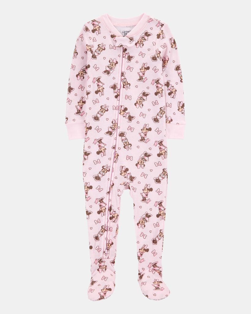 Carter's baby girl disney© minnie mouse snug fit cotton footie 1-piece pajamas 12M Pink