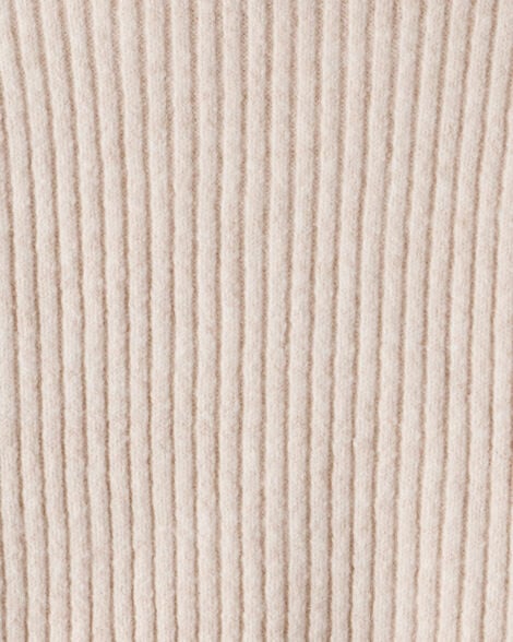 Girls Ribbed Sweater Knit Hoodie - Ivory