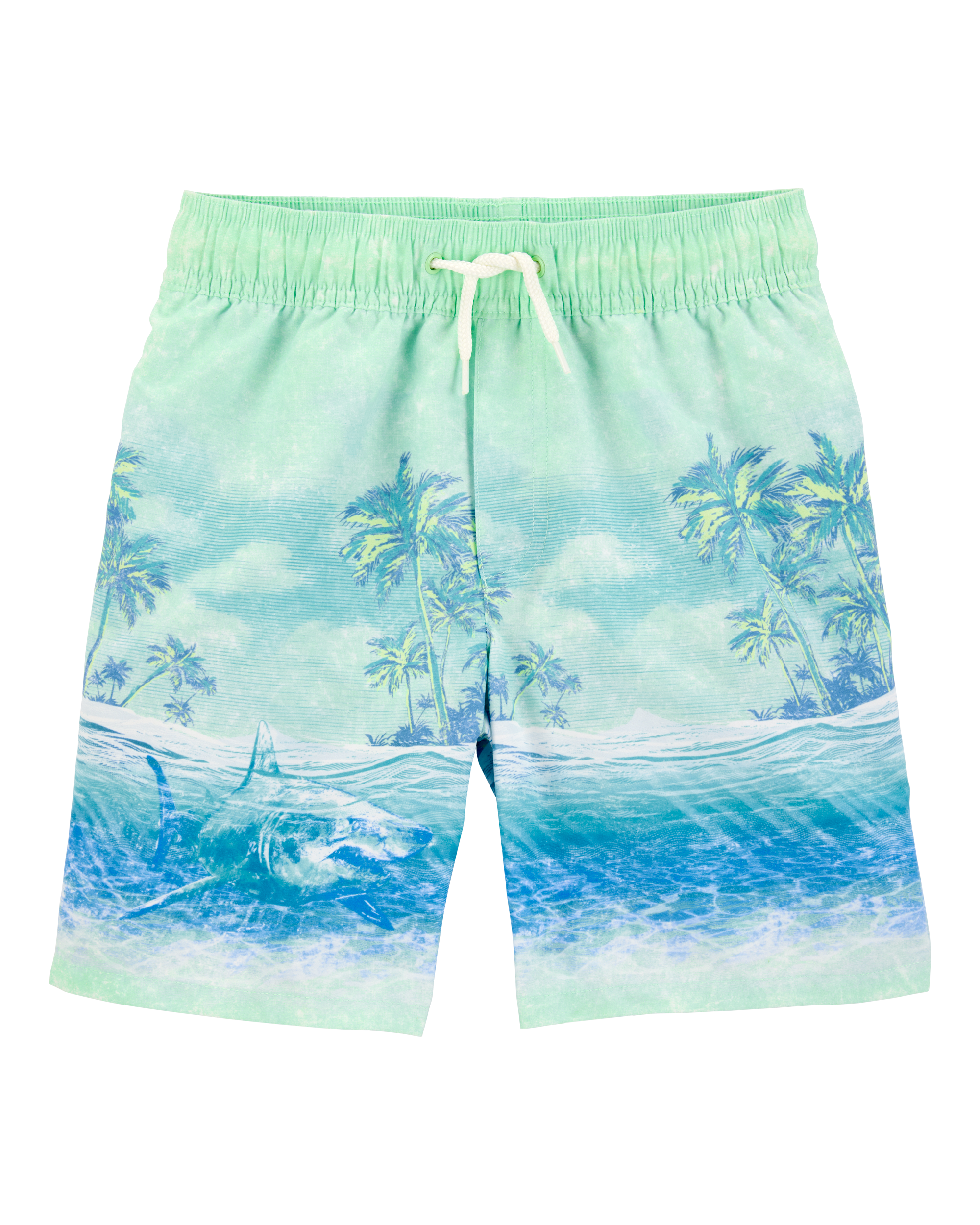 Boys Shark Print  Swim Trunks