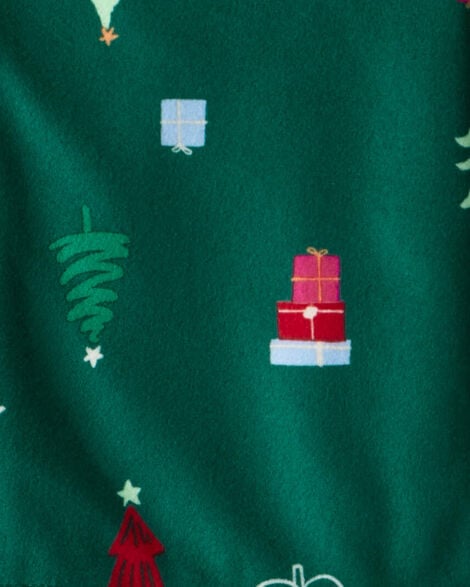 Toddler Mini Christmas Fleece Long-Sleeve Loose Fit 2-Piece Pajamas - White