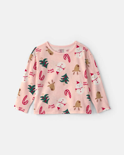 toddler girl christmas long-sleeve top - pink