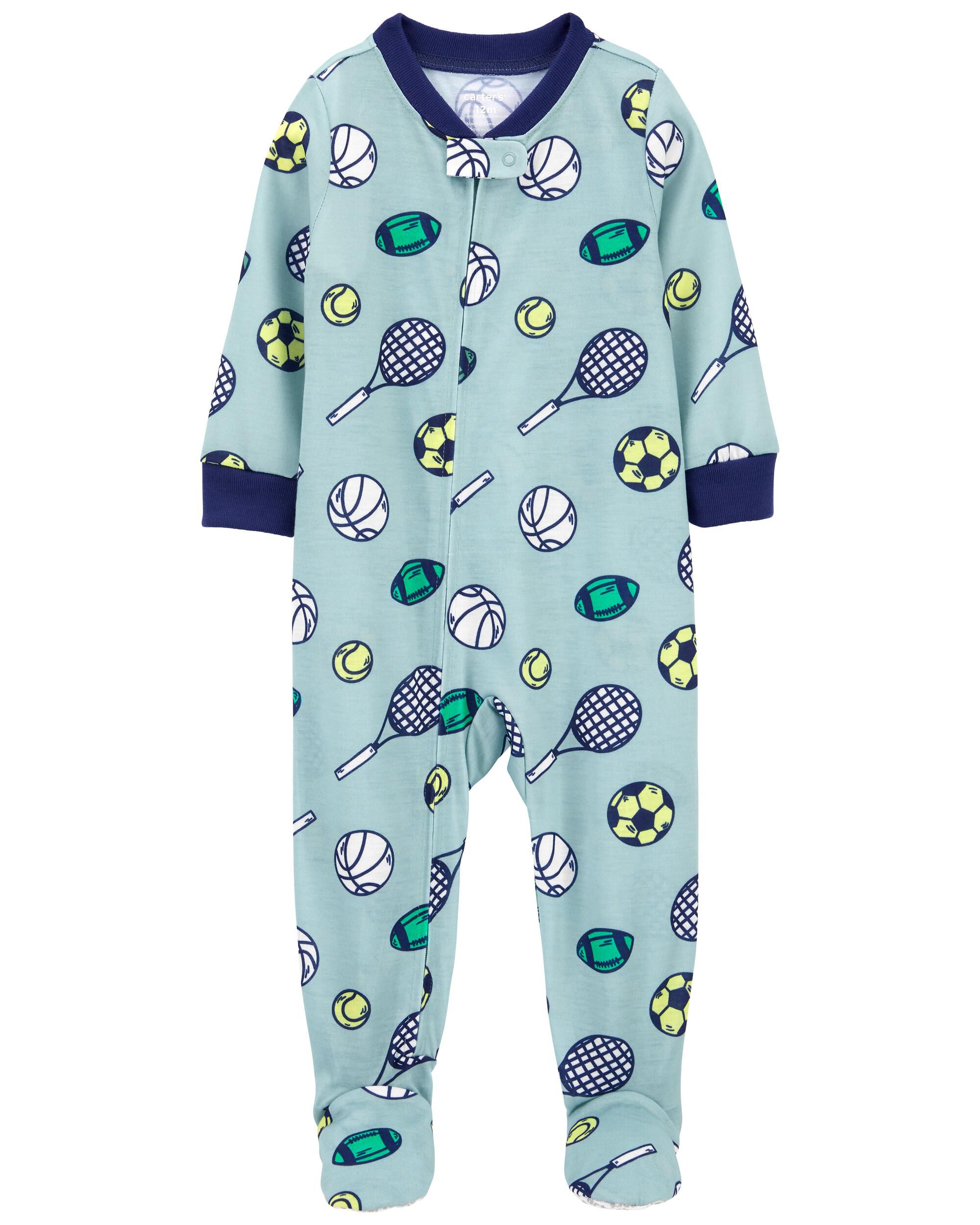 Carters Toddler Boys Fleece Blue Dog Print Footed Pajama Sleeper 