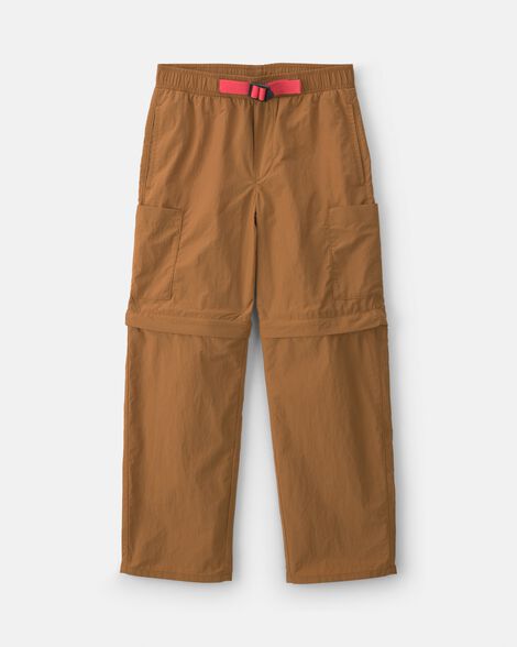boys 2-in-1 cargo utility zip-off pants - brown