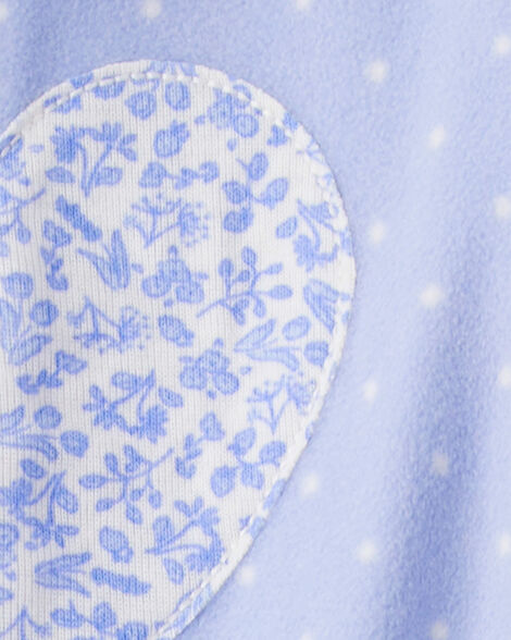 Product image 4 of Baby Girl Heart Print Loose Fit Long-Sleeve 2-Way Zip 1-Piece Pajamas - Blue