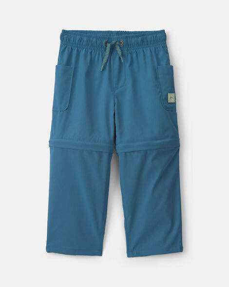 toddler boy 2-in-1 poplin zip-off pants - blue
