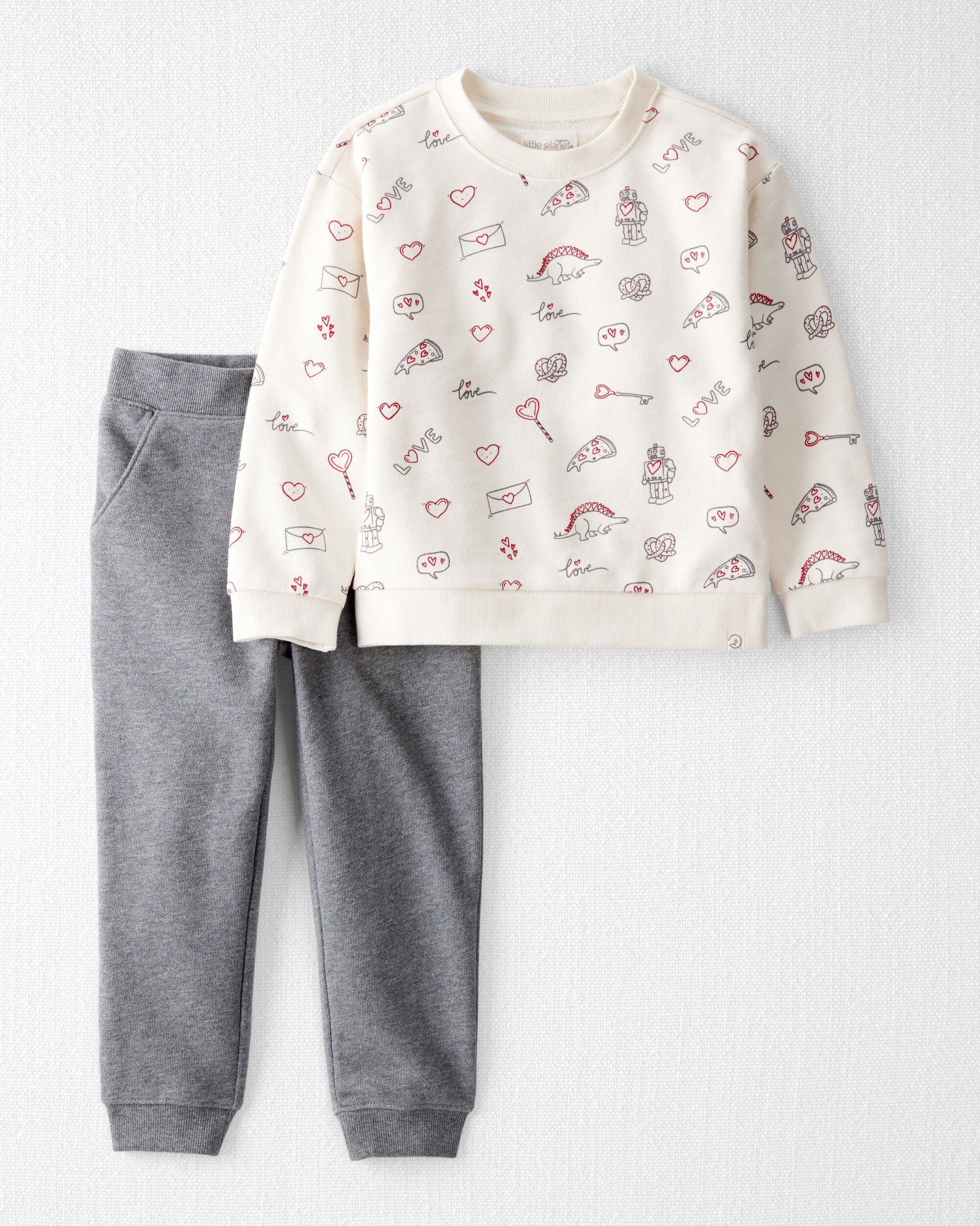 Toddler Boy 2-Piece Organic Cotton Set in Little Loves Print