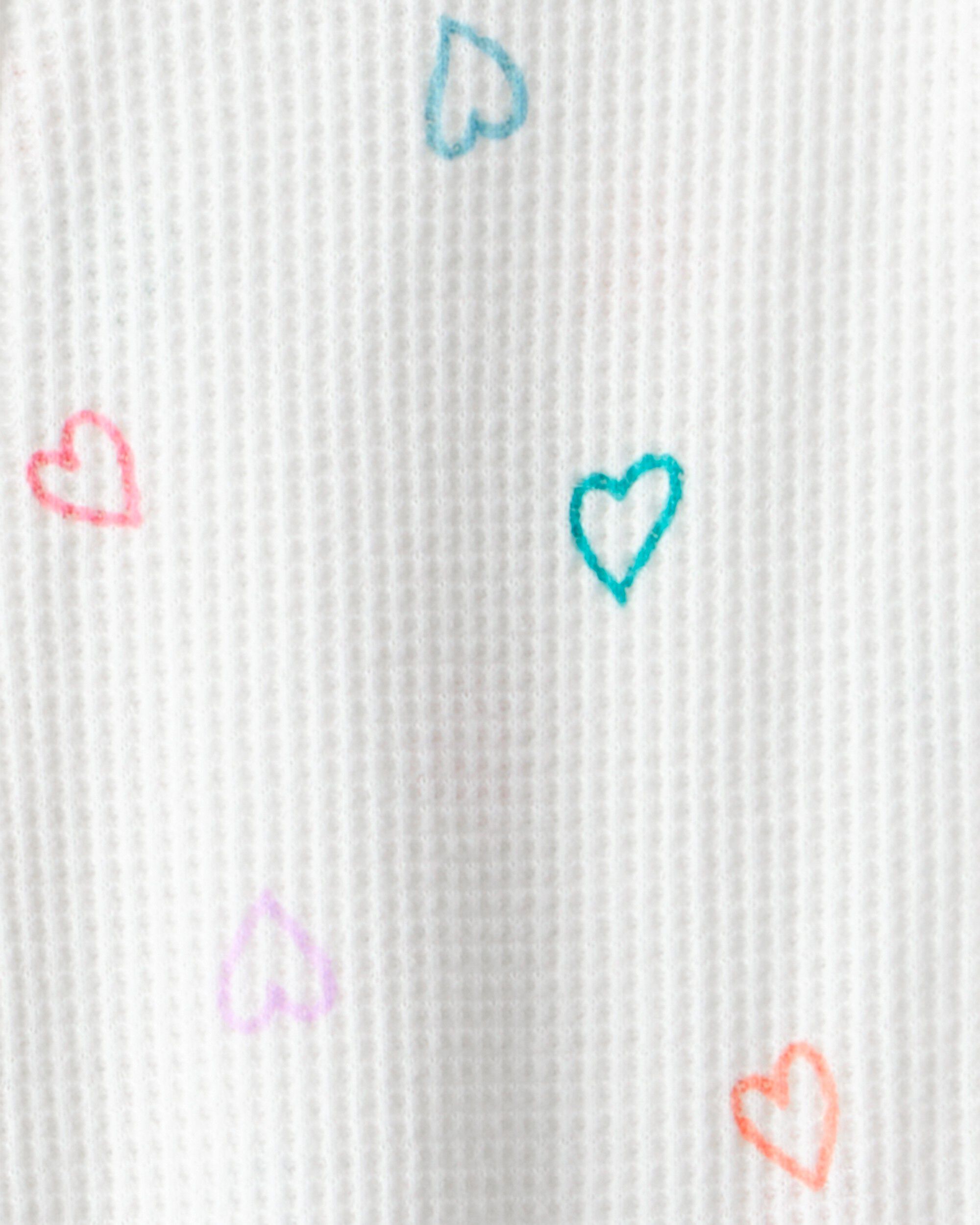 Toddler Girl Heart Cotton Snug Fit Footie 1-Piece Pajamas - White