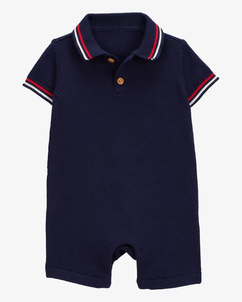  Product image 1 of Baby Polo Knit Romper - Navy